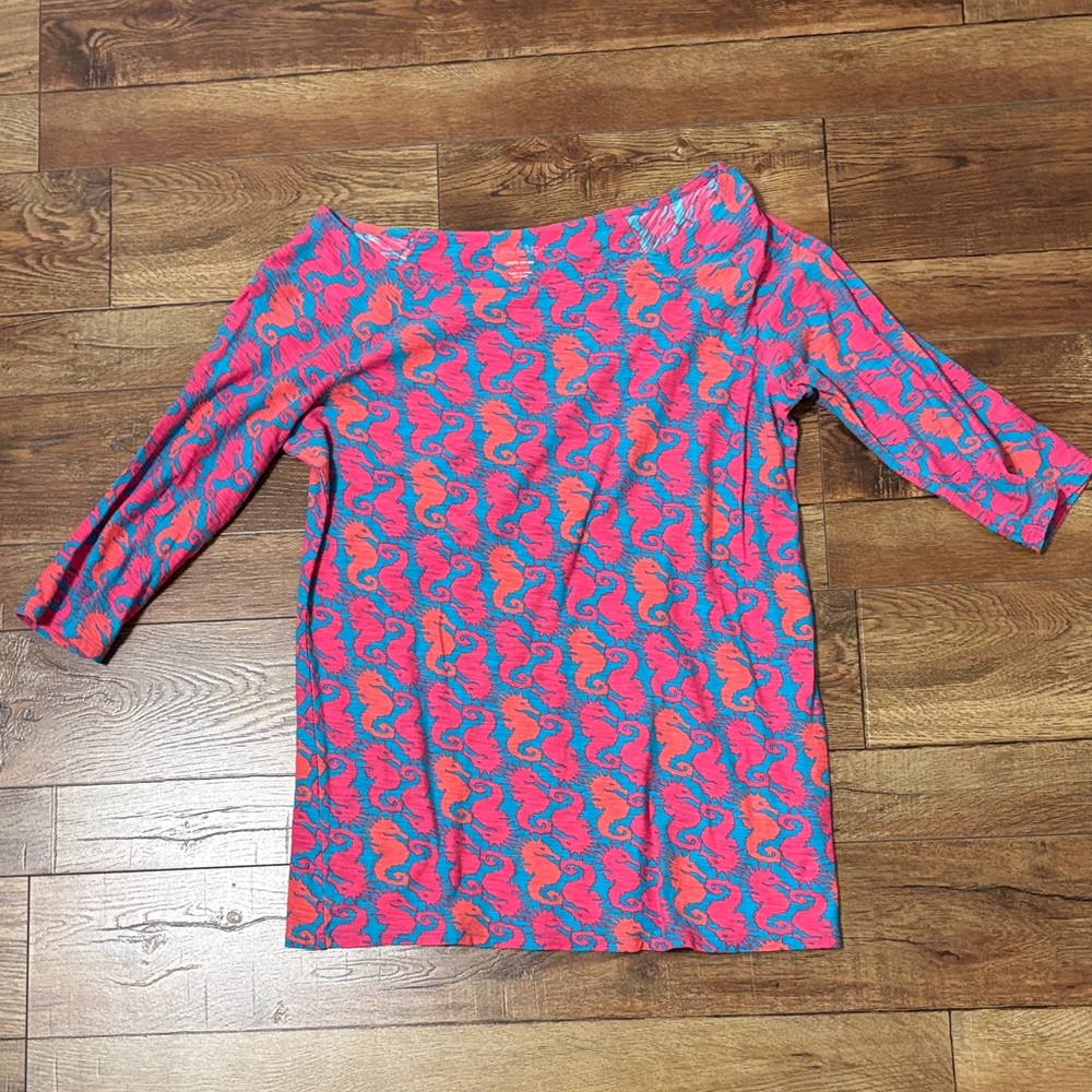 Lilly Pulitzer Seahorses 3/4 Sleeve Top
